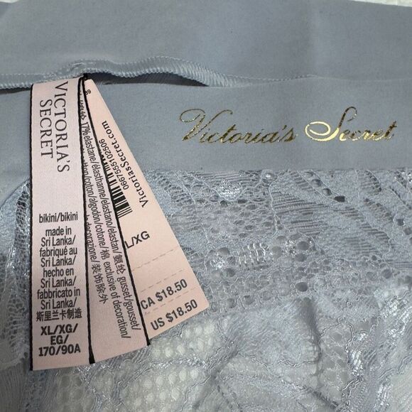 NWT (XL) Victoria’s Secret Luxe Bikini Panty - Light Blue with Sheer Lace Back - Picture 7 of 11